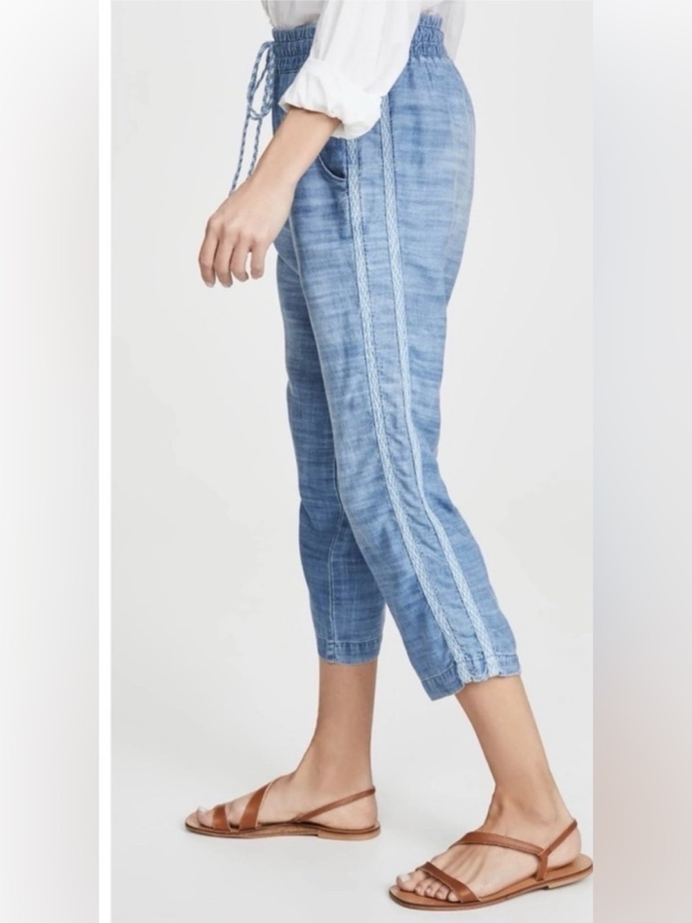 Bella Dahl Tencel pullon pant cropped Medium stretch waist pockets drawstring